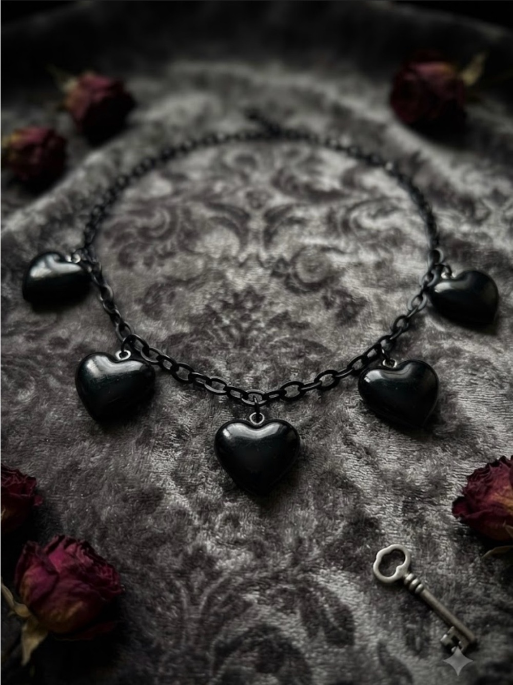 Hand Crafted Black Heart Necklace